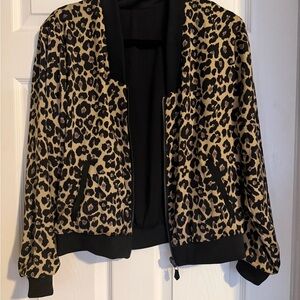 Stella & Dot reversible Leopard Print Bomber Jacket - Tan & Black